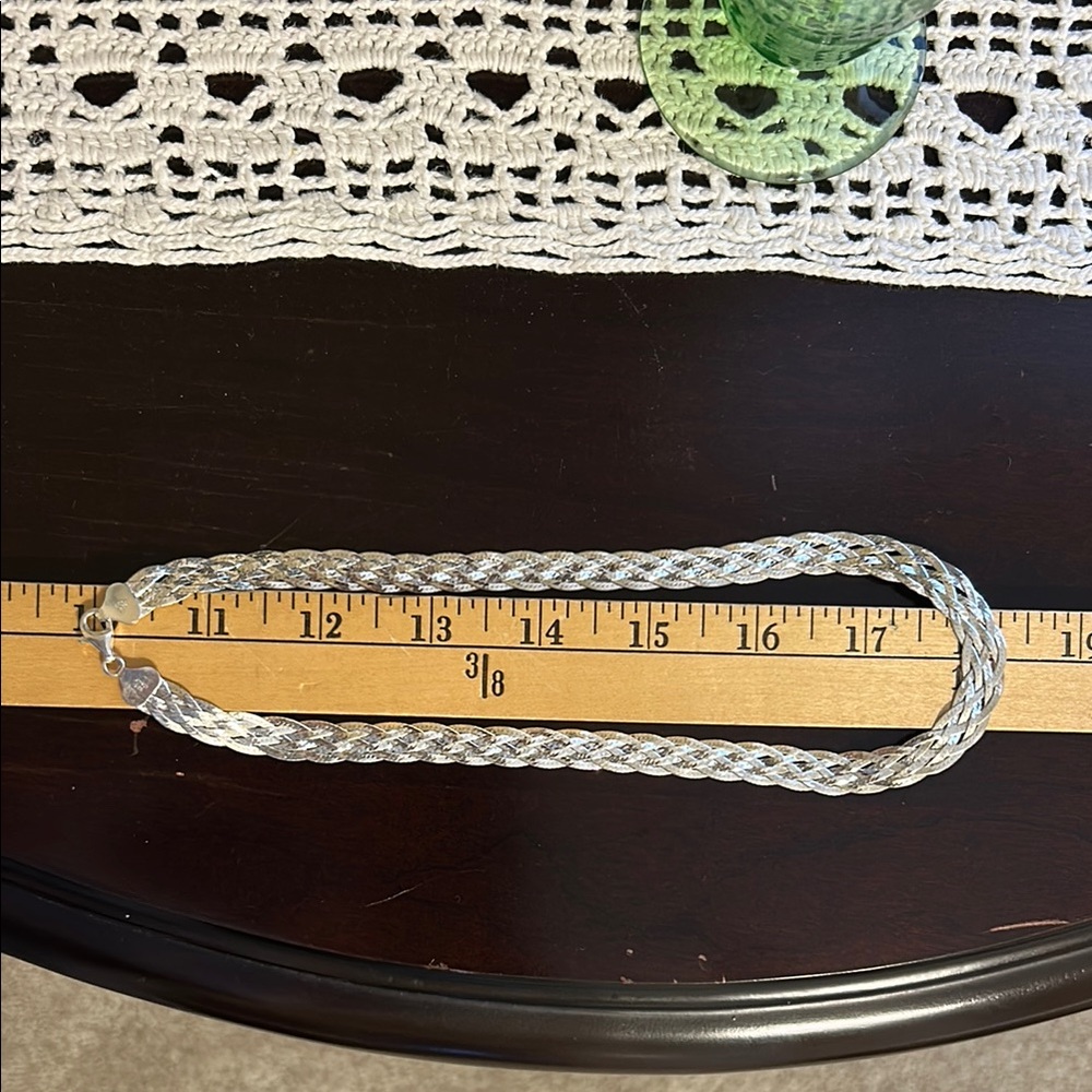 Sterling silver braided serpentine necklace - Picture 3 of 5